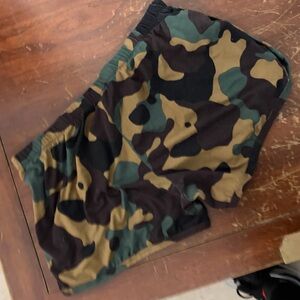Camo Print Swim Trunks - Green, Brown, Black